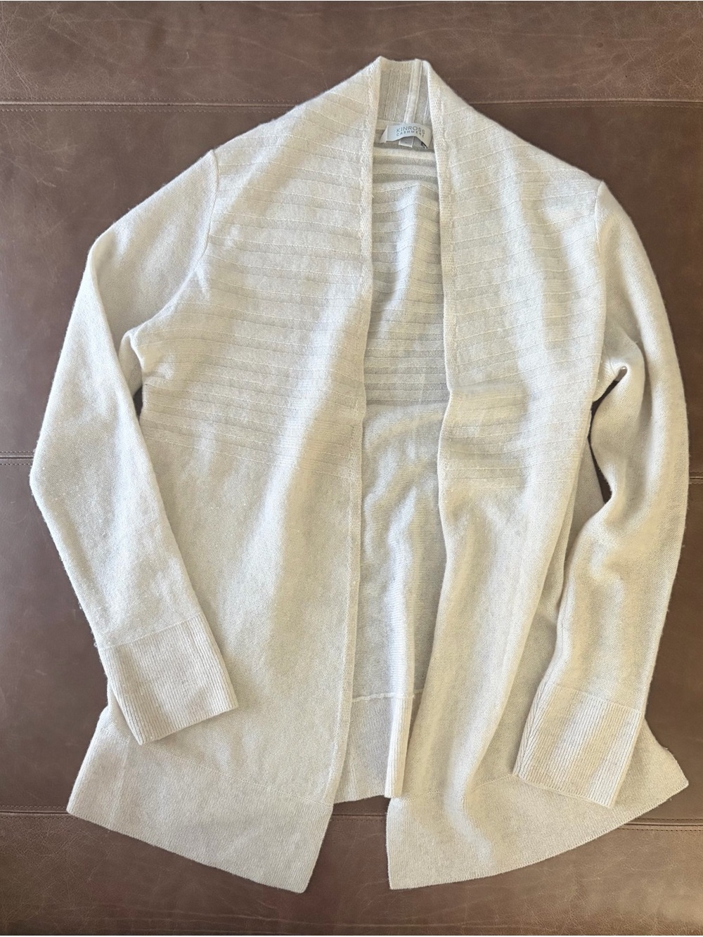 Kinross Light Cream Open-Front Women's 100% Cashmere Cardigan - S